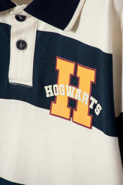 POLERA TIPO POLO DE HARRY POTTER AZUL Y ALMENDRA PARA NIÑO