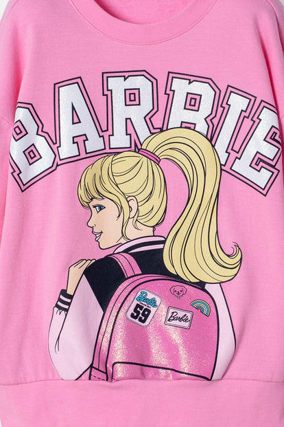 POLERON DE BARBIE CERRADO ROSADO PARA NIÑA
