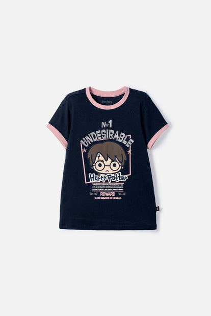 POLERA DE HARRY POTTER MANGA CORTA AZUL PARA NIÑA
