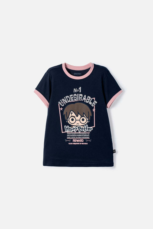 POLERA DE HARRY POTTER MANGA CORTA AZUL PARA NIÑA