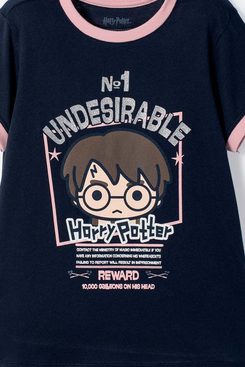 POLERA DE HARRY POTTER MANGA CORTA AZUL PARA NIÑA