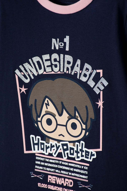 POLERA DE HARRY POTTER MANGA CORTA AZUL PARA NIÑA