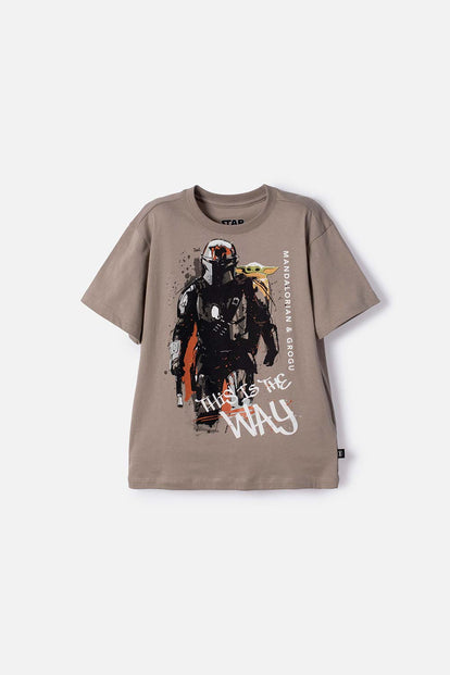 POLERA DE MANDALORIAN MANGA CORTA VERDE PARA NIÑO