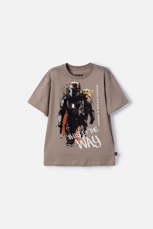 POLERA DE MANDALORIAN MANGA CORTA VERDE PARA NIÑO