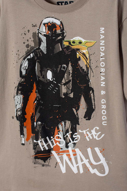 POLERA DE MANDALORIAN MANGA CORTA VERDE PARA NIÑO