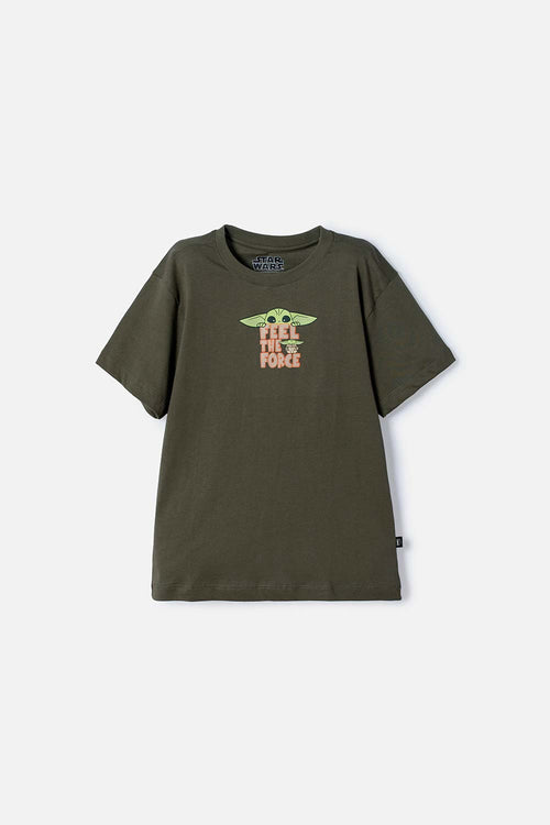 POLERA DE MANDALORIAN MANGA CORTA VERDE PARA NIÑO