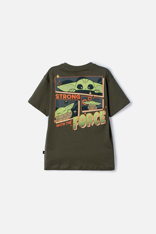 POLERA DE MANDALORIAN MANGA CORTA VERDE PARA NIÑO