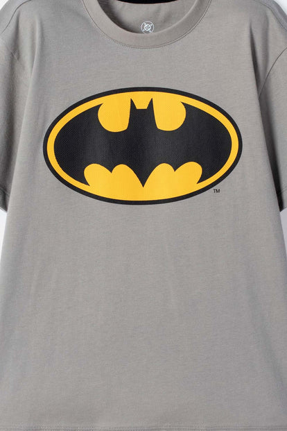 POLERA DE BATMAN MANGA CORTA GRIS PARA NIÑO