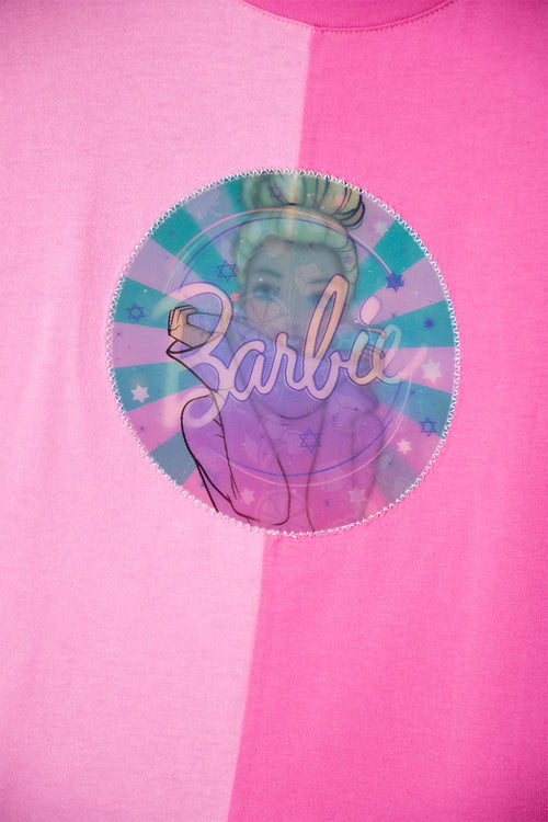 POLERA DE BARBIE MANGA CORTA ROSADO PARA NIÑA