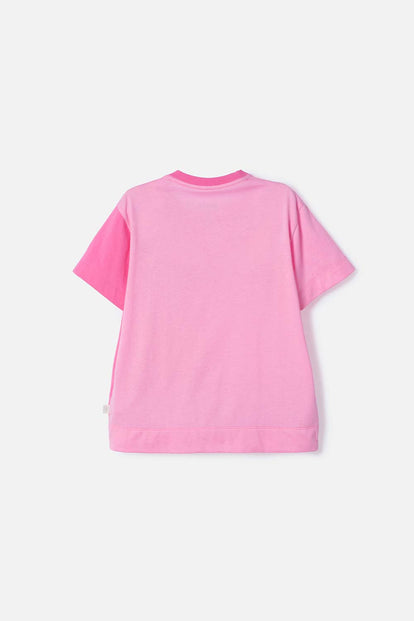 POLERA DE BARBIE MANGA CORTA ROSADO PARA NIÑA