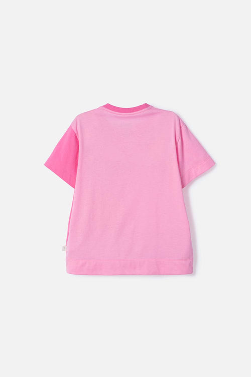 POLERA DE BARBIE MANGA CORTA ROSADO PARA NIÑA
