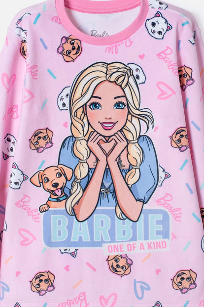 PIJAMA DE BARBIE PANTALÓN LARGO ROSADO PARA NIÑA