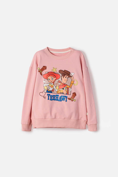 POLERON DE TOY STORY CERRADO PALO DE ROSA PARA NIÑA