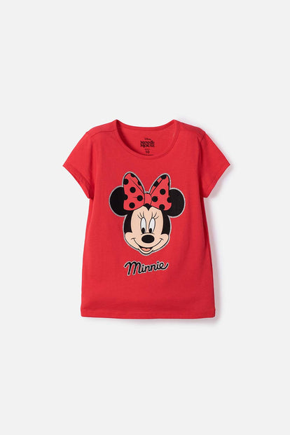 POLERA DE MINNIE MOUSE MANGA CORTA ROJO PARA NIÑA