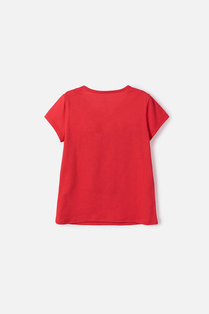 POLERA DE MINNIE MOUSE MANGA CORTA ROJO PARA NIÑA