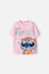 POLERA DE STITCH Y CAPYBARA MANGA CORTA ROSADA PARA NIÑA