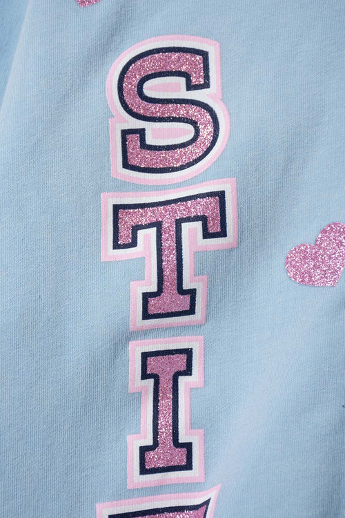 POLERON DE STITCH Y CAPYBARA CON CAPUCHA AZUL PARA NIÑA