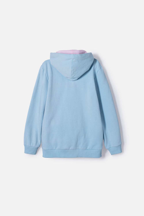 POLERON DE STITCH Y CAPYBARA CON CAPUCHA AZUL PARA NIÑA