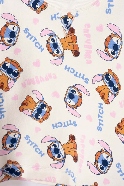 CONJUNTO DE STITCH Y CAPYBARA MARFIL PARA NIÑA
