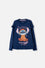 POLERA DE STITCH Y CAPYBARA MANGA LARGA AZUL PARA NIÑA