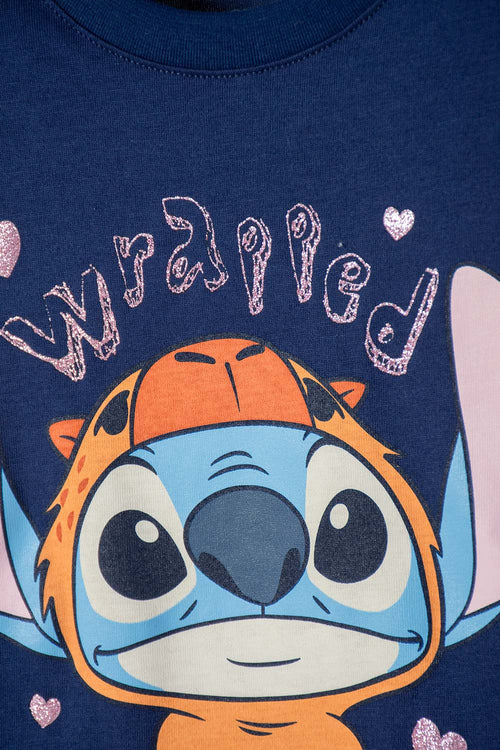 POLERA DE STITCH Y CAPYBARA MANGA LARGA AZUL PARA NIÑA