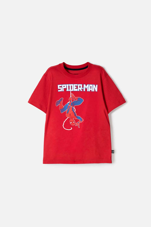 POLERA DE SPIDERMAN MANGA CORTA ROJO PARA NIÑO