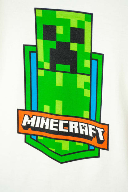 POLERA DE MINECRAFT MANGA CORTA MARFIL PARA NIÑO