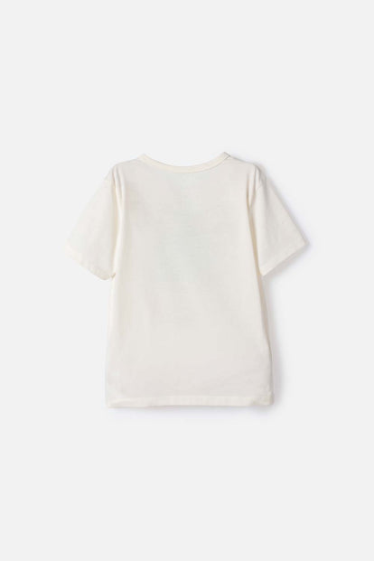 POLERA DE MINECRAFT MANGA CORTA MARFIL PARA NIÑO