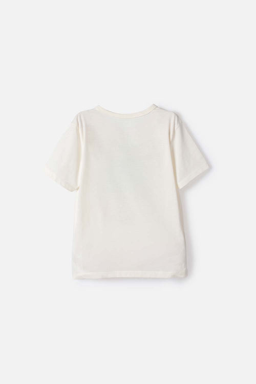 POLERA DE MINECRAFT MANGA CORTA MARFIL PARA NIÑO