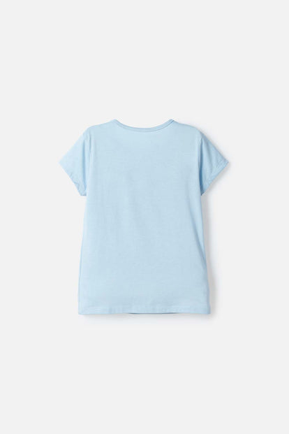 POLERA DE STITCH Y CAPYBARA MANGA CORTA AZUL PARA NIÑO