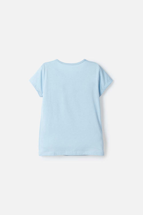 POLERA DE STITCH Y CAPYBARA MANGA CORTA AZUL PARA NIÑO