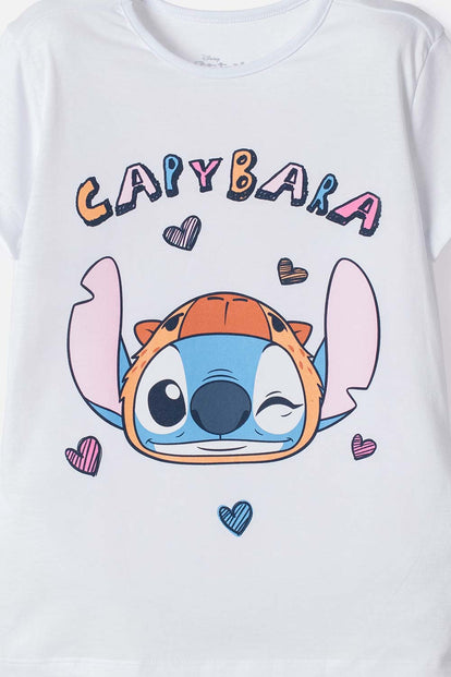 PIJAMA DE STITCH Y CAPYBARA PANTALÓN LARGO PARA NIÑA