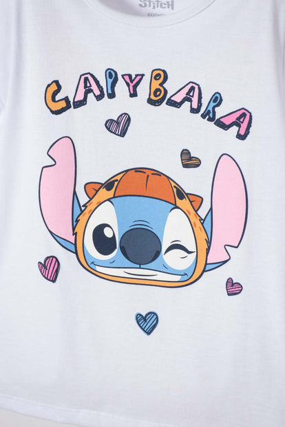 PIJAMA DE STITCH Y CAPYBARA PANTALÓN LARGO PARA NIÑA