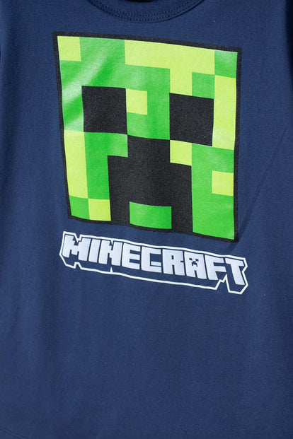 POLERA DE MINECRAFT MANGA CORTA AZUL PARA NIÑO