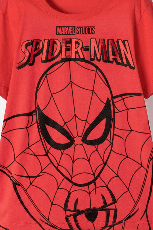 POLERA DE SPIDERMAN MANGA CORTA ROJA PARA NIÑO
