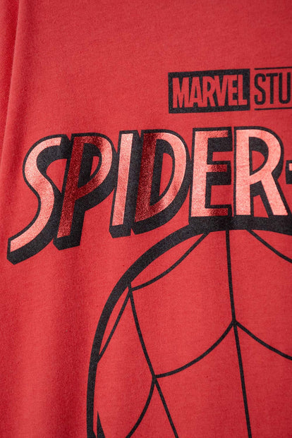 POLERA DE SPIDERMAN MANGA CORTA ROJA PARA NIÑO
