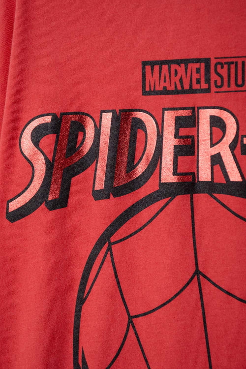 POLERA DE SPIDERMAN MANGA CORTA ROJA PARA NIÑO