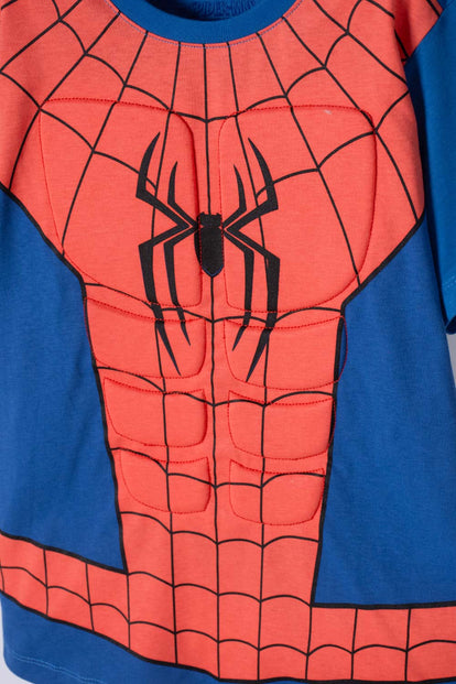 POLERA DE SPIDER-MAN MANGA CORTA AZUL Y ROJO PARA NIÑO
