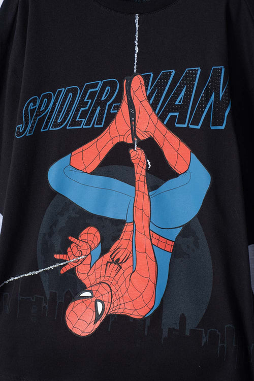 POLERA DE SPIDERMAN MANGA LARGA NEGRO PARA NIÑO