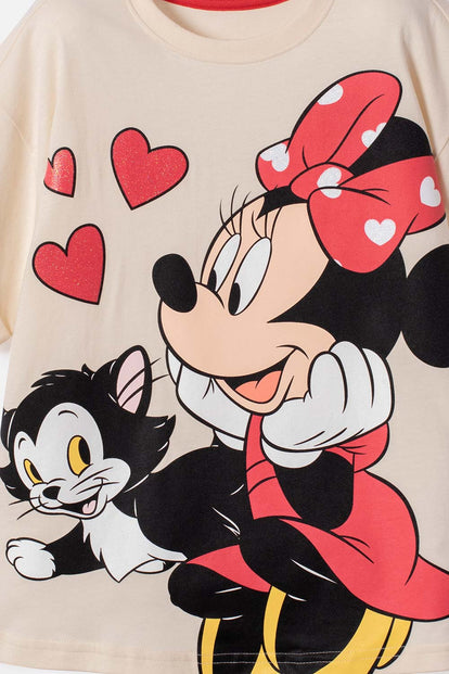 POLERA DE MINNIE MOUSE MANGA CORTA MULTICOLOR PARA NIÑA