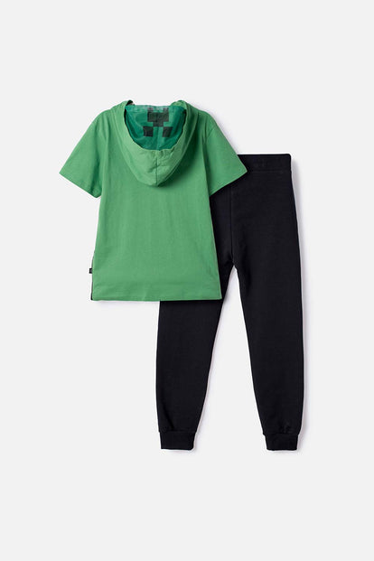 CONJUNTO DE MINECRAFT CON JOGGER VERDE Y NEGRO PARA NIÑO