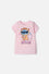 POLERA DE STITCH Y CAPYBARA MANGA CORTA ROSADO PARA NIÑA