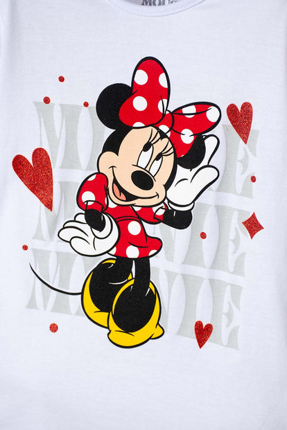 POLERA DE MINNIE MOUSE MANGA CORTA BLANCO PARA NIÑA