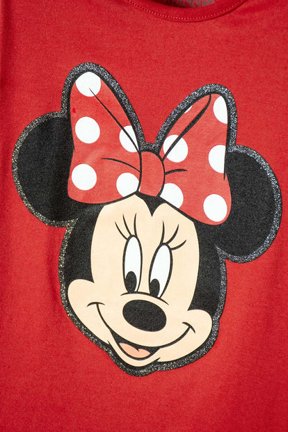 POLERA DE MINNIE MOUSE MANGA CORTA ROJO PARA NIÑA