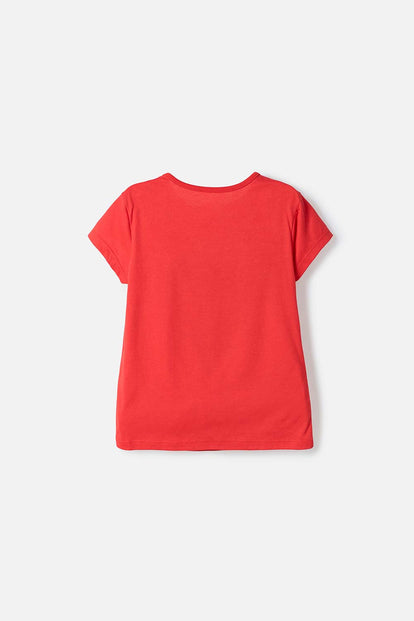 POLERA DE MINNIE MOUSE MANGA CORTA ROJO PARA NIÑA