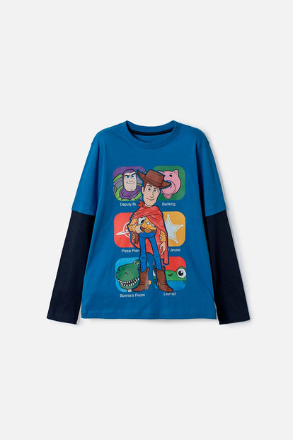 POLERA DE TOY STORY MANGA LARGA AZUL PARA NIÑO
