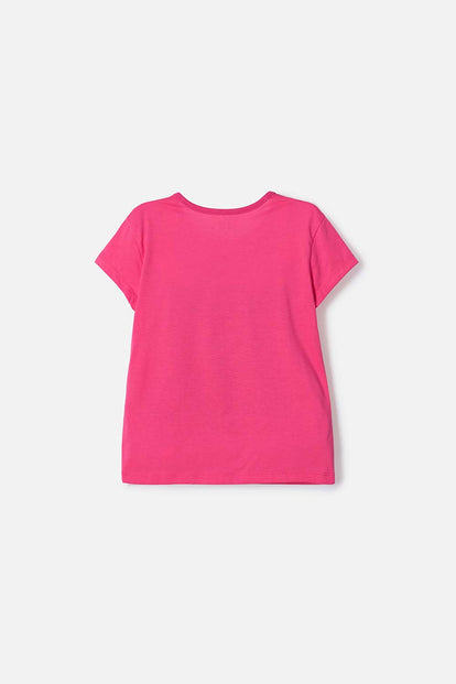 POLERA DE BARBIE MANGA CORTA ROSADA PARA NIÑA