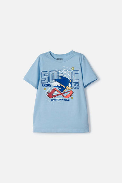 POLERA DE SONIC MANGA CORTA AZUL PARA NIÑO