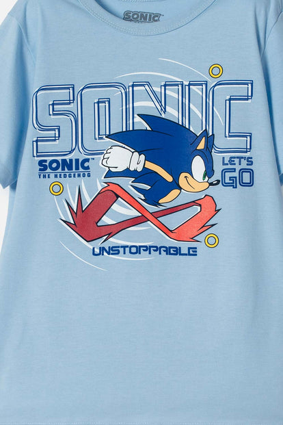 POLERA DE SONIC MANGA CORTA AZUL PARA NIÑO