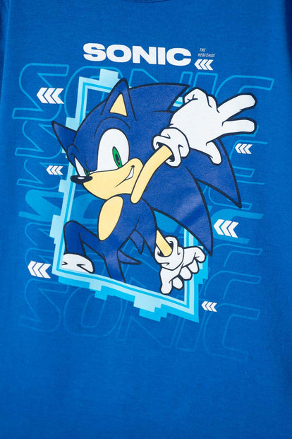 POLERA DE SONIC MANGA CORTA AZUL PARA NIÑO